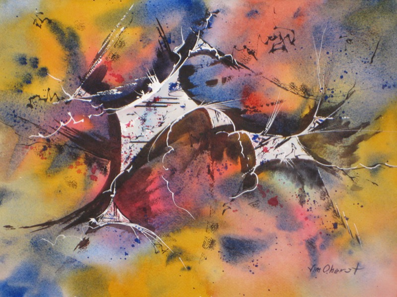 abstract, non-objective, original watercolor painting, oberst